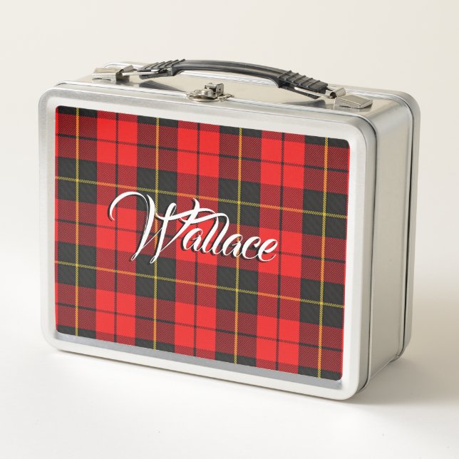 Scottish Eats! Clan Wallace Tartan Plaid Metal Lunch Box (Front)