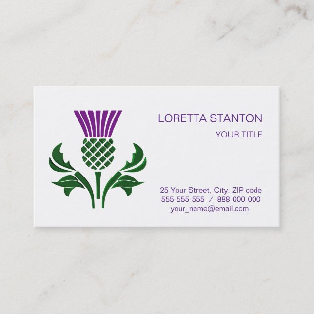 Scottish emblem thistle business card (Front)