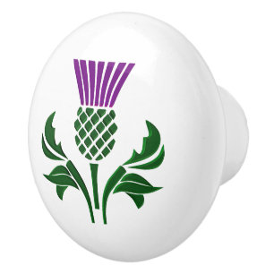 Scottish emblem thistle ceramic knob
