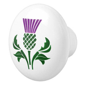 Scottish emblem thistle ceramic knob