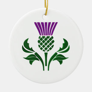 Scottish emblem thistle ceramic tree decoration