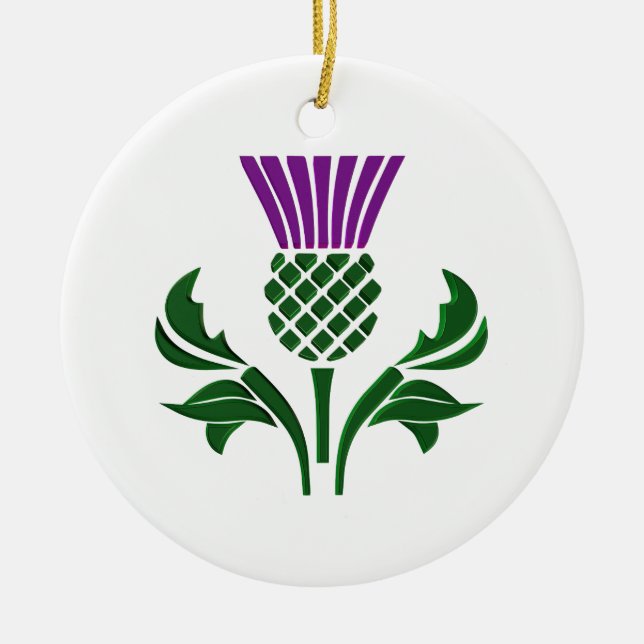 Scottish emblem thistle ceramic tree decoration (Front)