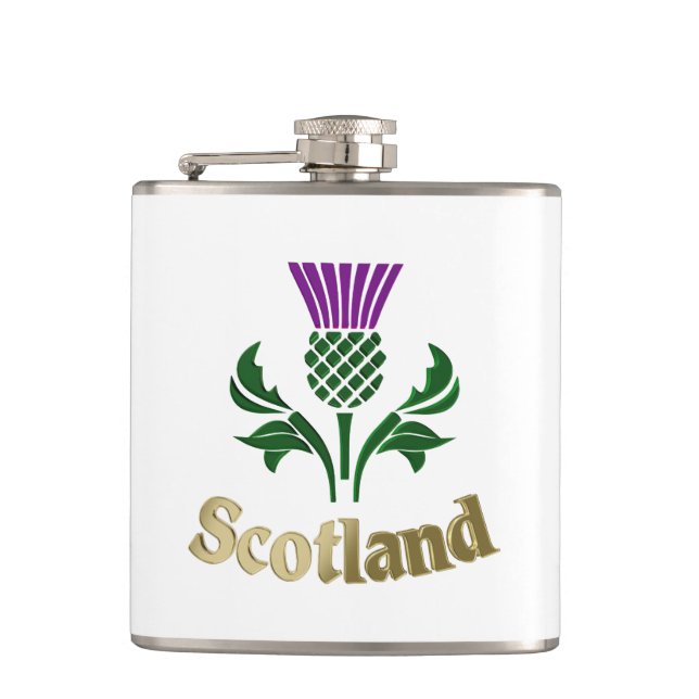 Scottish emblem thistle hip flask (Front)