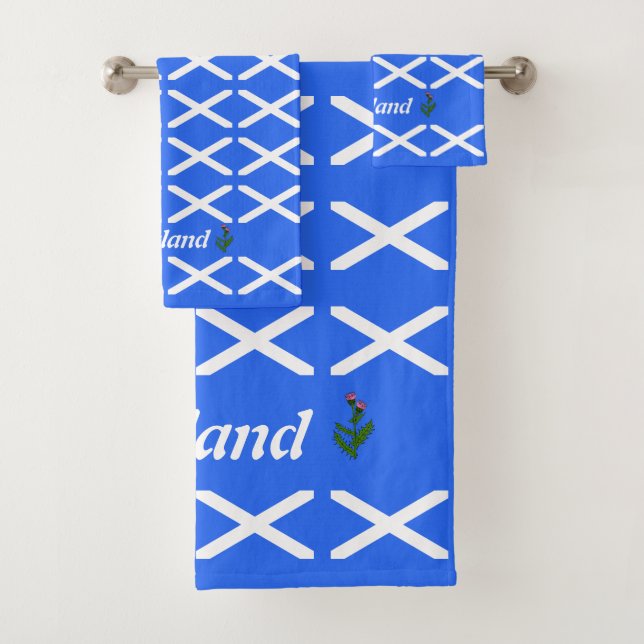 Scottish flag bath towel set (Insitu)