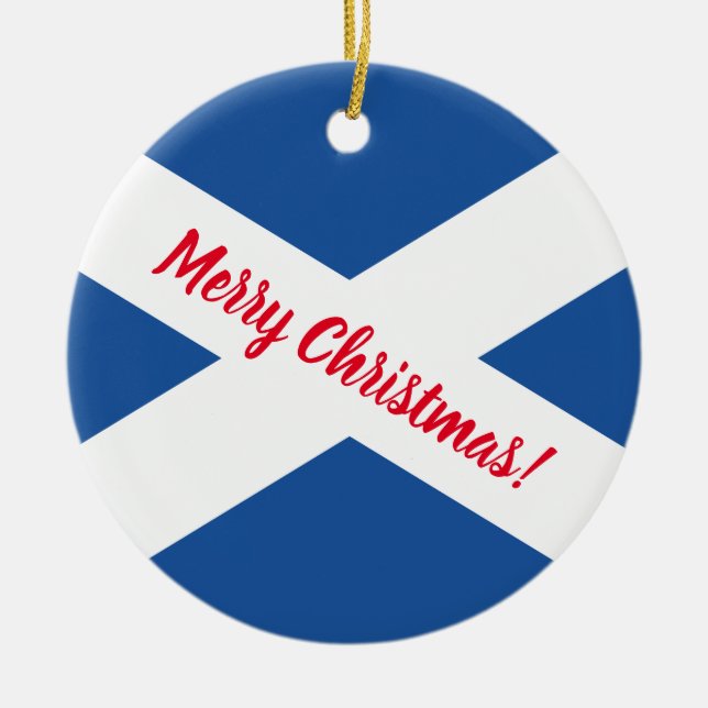 Scottish flag Christmas tree photo ornament (Front)