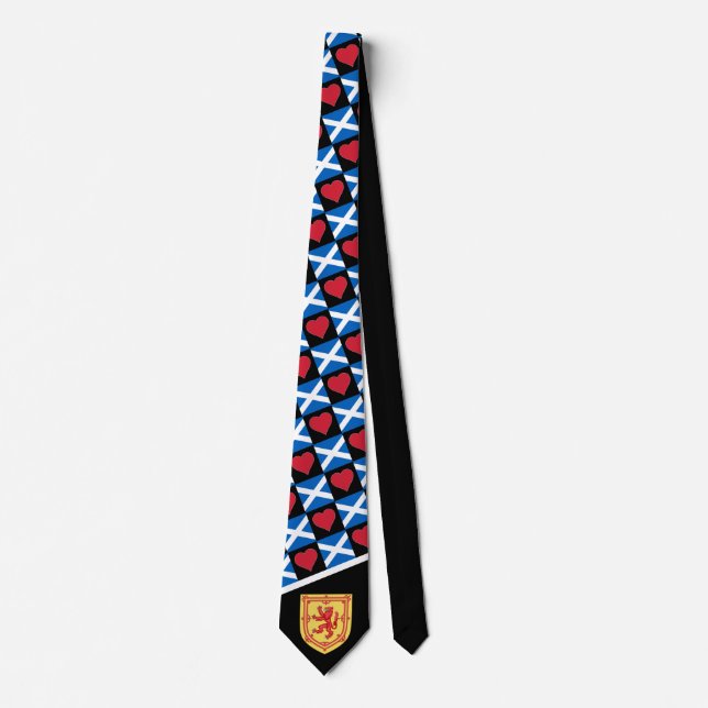 Scottish Flag Heart & Coat of Arms Scotland Pride Tie (Front)