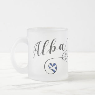 Scottish Flag in Heart, Alba, Scots Gaelic Frosted Glass Coffee Mug