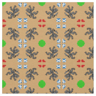 Scottish Flag & Lion Hearts, Scotland fashion GLD2 Fabric