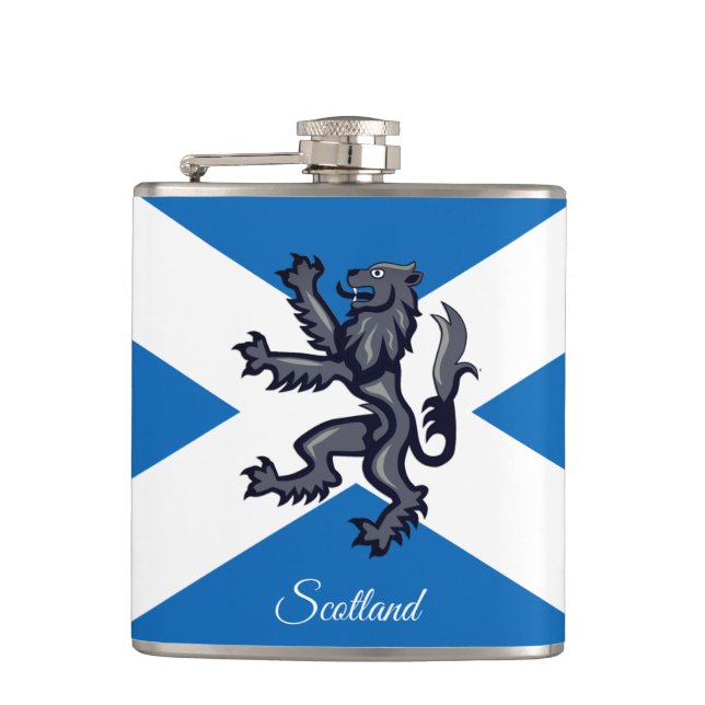 Scottish Flag & Lion, holiday Scotland /sports fan Hip Flask (Front)