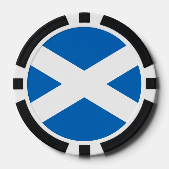 Scottish Flag of Scotland Saint Andrew’s Cross Poker Chips (Front)