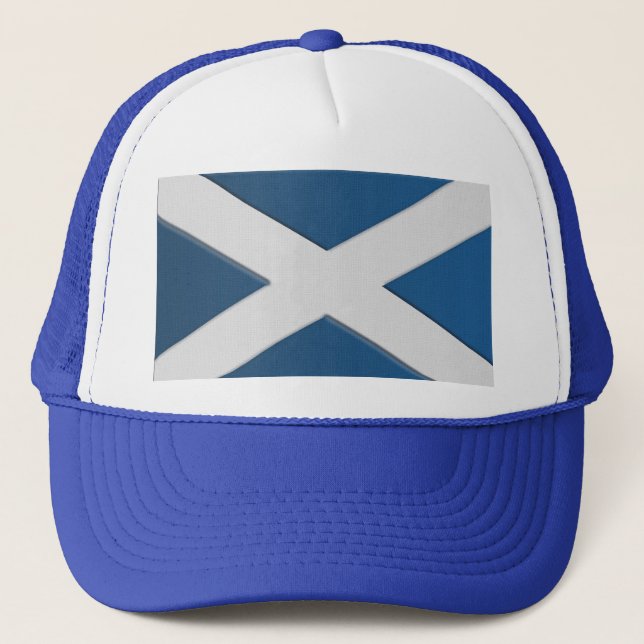 Scottish Flag of St Andrew, Patriotic Scotland Trucker Hat (Front)