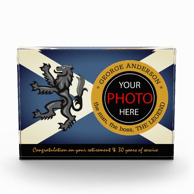 Scottish Flag Photo Block & Scotland / name badge (Front)