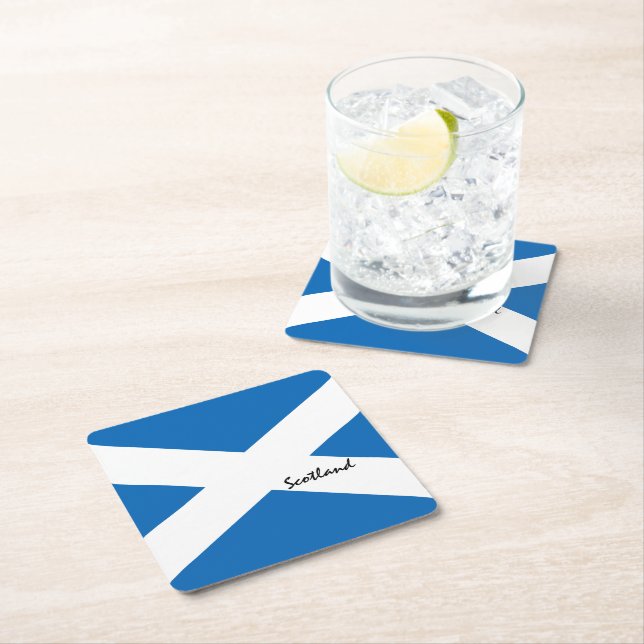 Scottish flag & Scotland Land Patriots /sport fans Square Paper Coaster (Insitu)