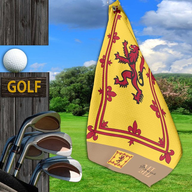 Scottish flag & Scotland, monogrammed /Rampant Golf Towel (Creator Uploaded)