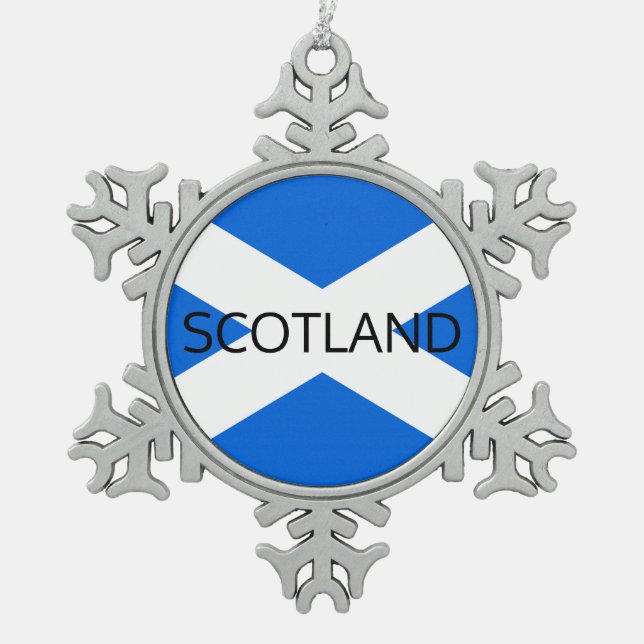 Scottish Flag Scotland orncnt Snowflake Pewter Christmas Ornament (Front)