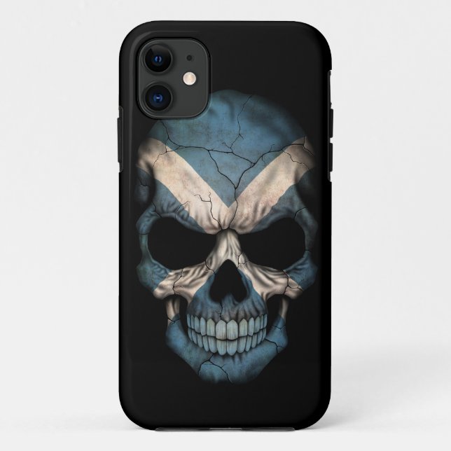 Scottish Flag Skull on Black Case-Mate iPhone Case (Back)