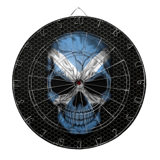 Scottish Flag Skull on Steel Mesh Graphic Dartboard (Front)