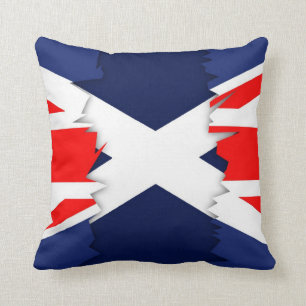 Scottish Flag, Union Jack Ripped Effect Pillow