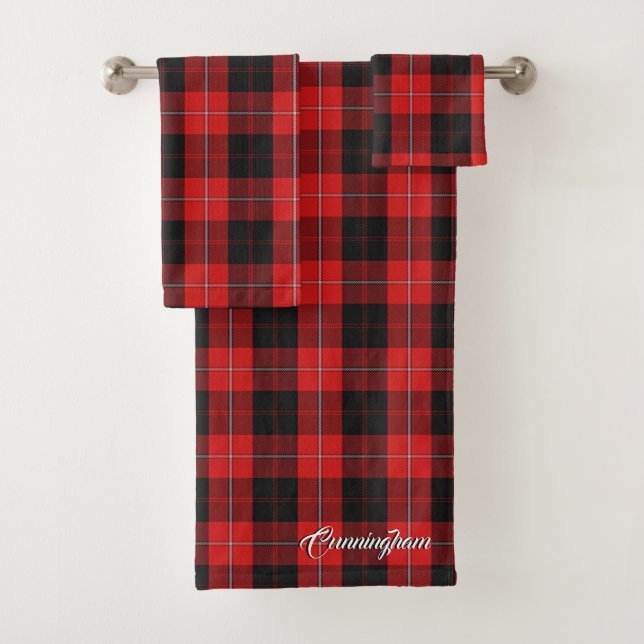 Scottish Flair Clan Cunningham Tartan Plaid Bath Towel Set (Insitu)