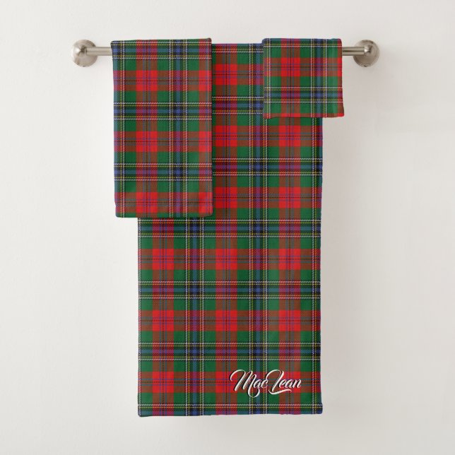 Scottish Flair Clan MacLean Tartan Plaid Bath Towel Set (Insitu)