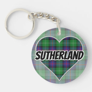 Scottish Flash Clan Sutherland Tartan Heart Key Ring