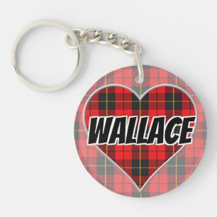 Scottish Flash Clan Wallace Tartan Heart Key Ring