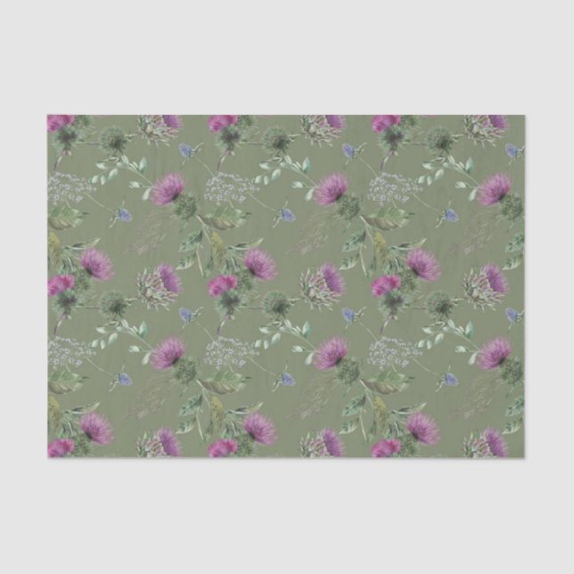 Scottish Floral and Tartan Series Design 4 Tissue Paper (Front)