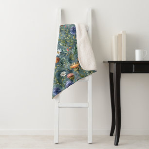 Scottish flowers sherpa blanket