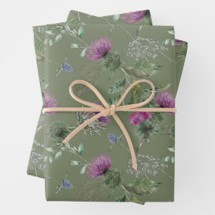 Scottish flowers wrapping paper sheet