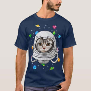 Scottish Fold Astronaut Cat Deep In Space Cosmic U T-Shirt