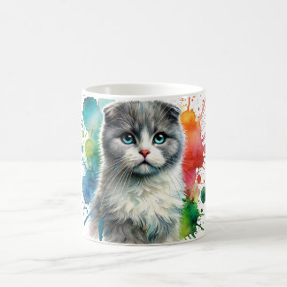Scottish Fold Bi-Colour Cat Watercolor Coffee Mug