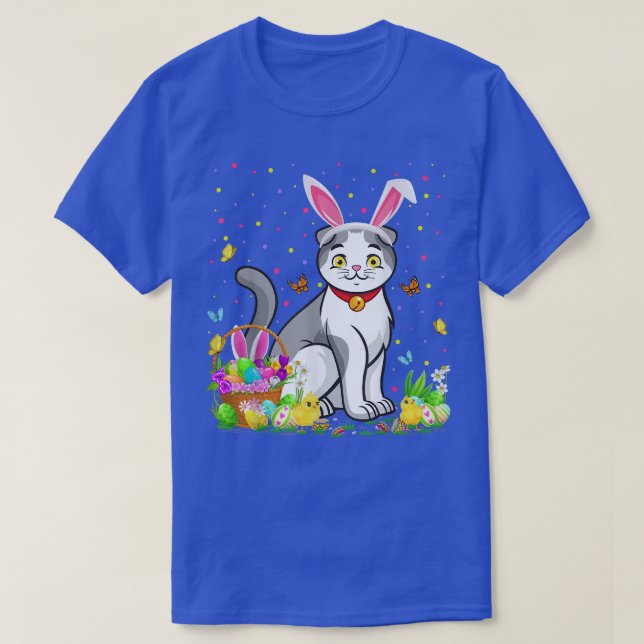 Scottish Fold Bunny Egg Hunting Scottish Fold East T-Shirt (Design Front)