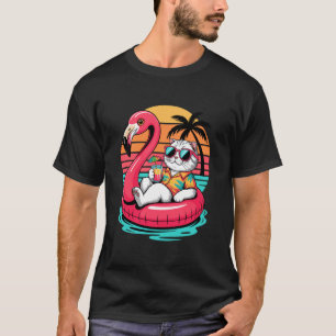 Scottish Fold Cat Beach Summer Vacation Pool Float T-Shirt