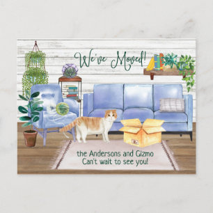 Scottish Fold Cat Cosy New Home Address       Anno Announcement Postcard