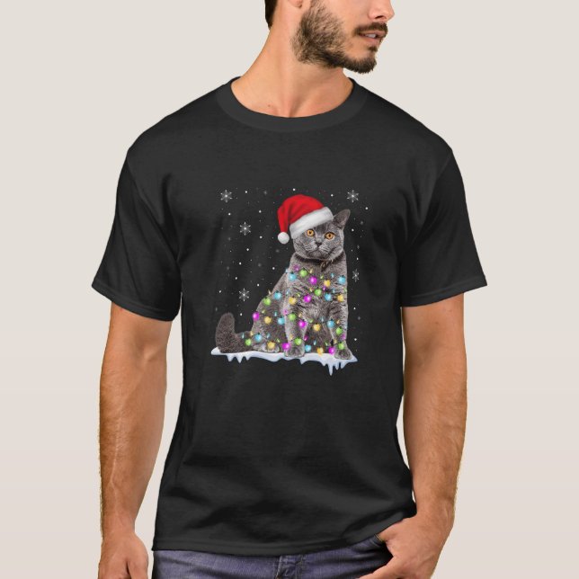Scottish Fold Cat Funny Christmas Lights Sweater X (Front)