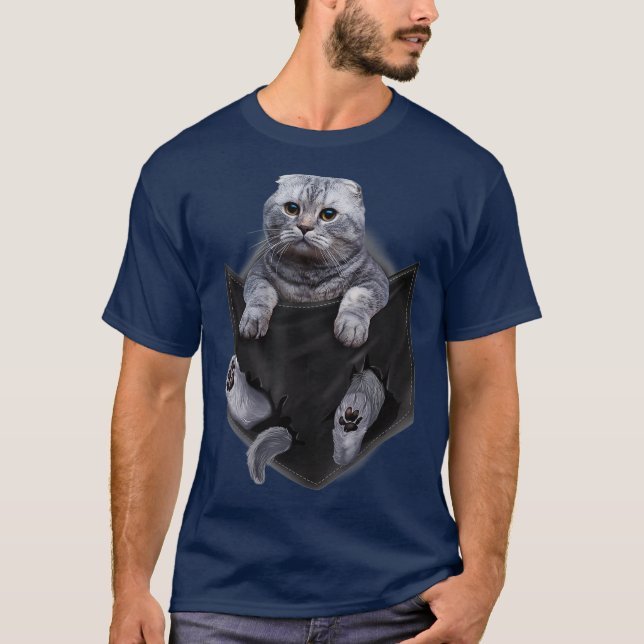 Scottish Fold Cat in Pocket  Cats   Gifts T-Shirt (Front)