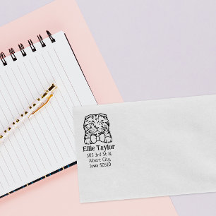 Scottish Fold Cat Return Address Pet  Rubber Stamp