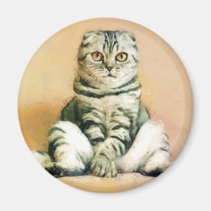 Scottish Fold Cat Sitting Portrait Magnet