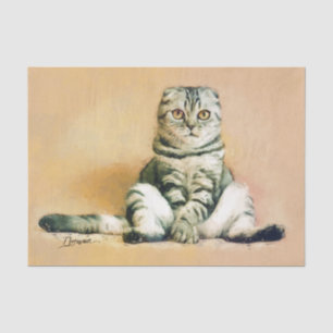 Scottish Fold Cat Sitting Portrait Tissue Paper