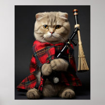 Scottish Fold Cat with Bagpipes
