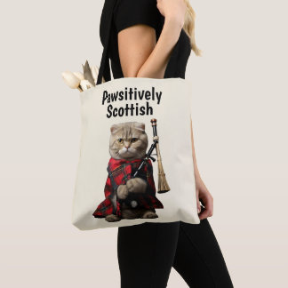 Scottish Fold Cat with Bagpipes Tote Bag