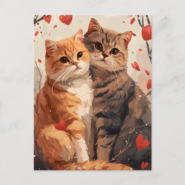 Scottish fold cats Valentine's day Postcard (Front)