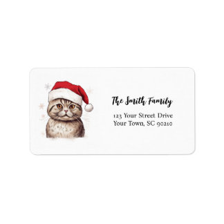 Scottish Fold Christmas Cat Return Address Labels