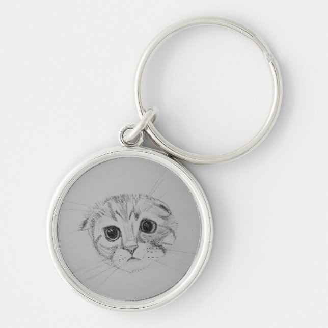 Scottish Fold Kitten Keychain (Front)