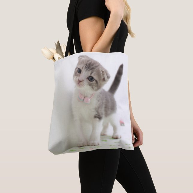 Scottish Fold Kitten Tote Bag (Close Up)