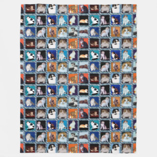 scottish fold mural fleece blanket