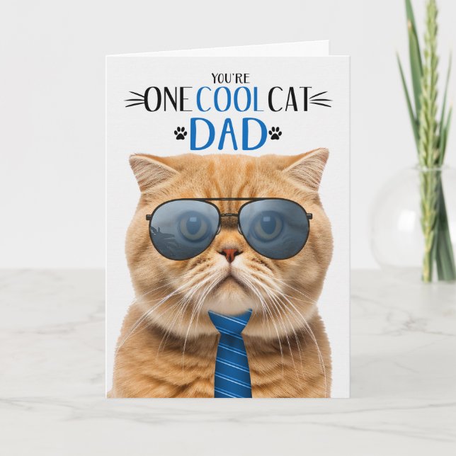 Scottish Fold Orange Cat Father's Day One Cool Cat Holiday Card (Front)