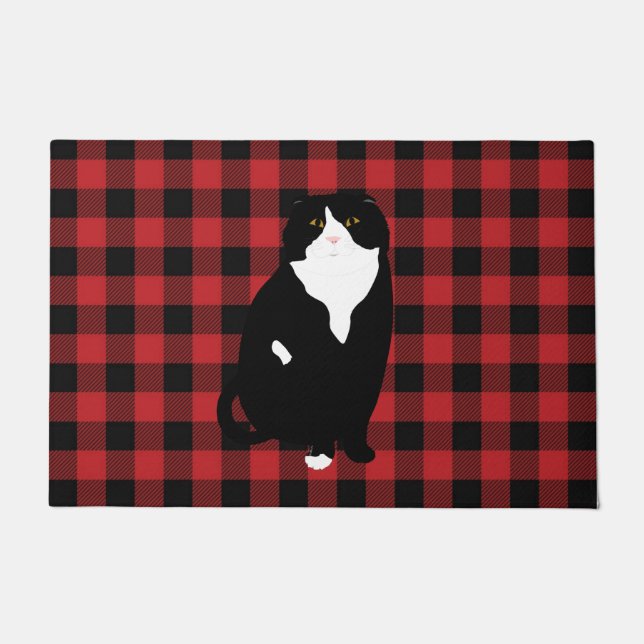Scottish Fold Plaid Doormat (Front)