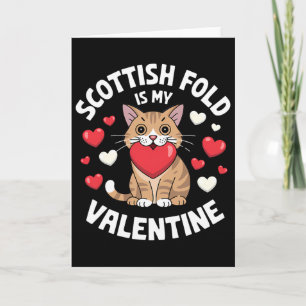 Scottish Fold Valentine Cute Cat Design Heart Kitt Card