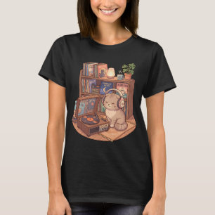 Scottish Fold Vinyl DJ Record Player Lo-Fi T-Shirt